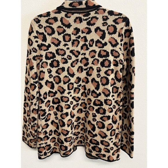 Talbots Leopard Cardigan Knit Blazer Size XS Wool Blend Tan NEW - Picture 10 of 10